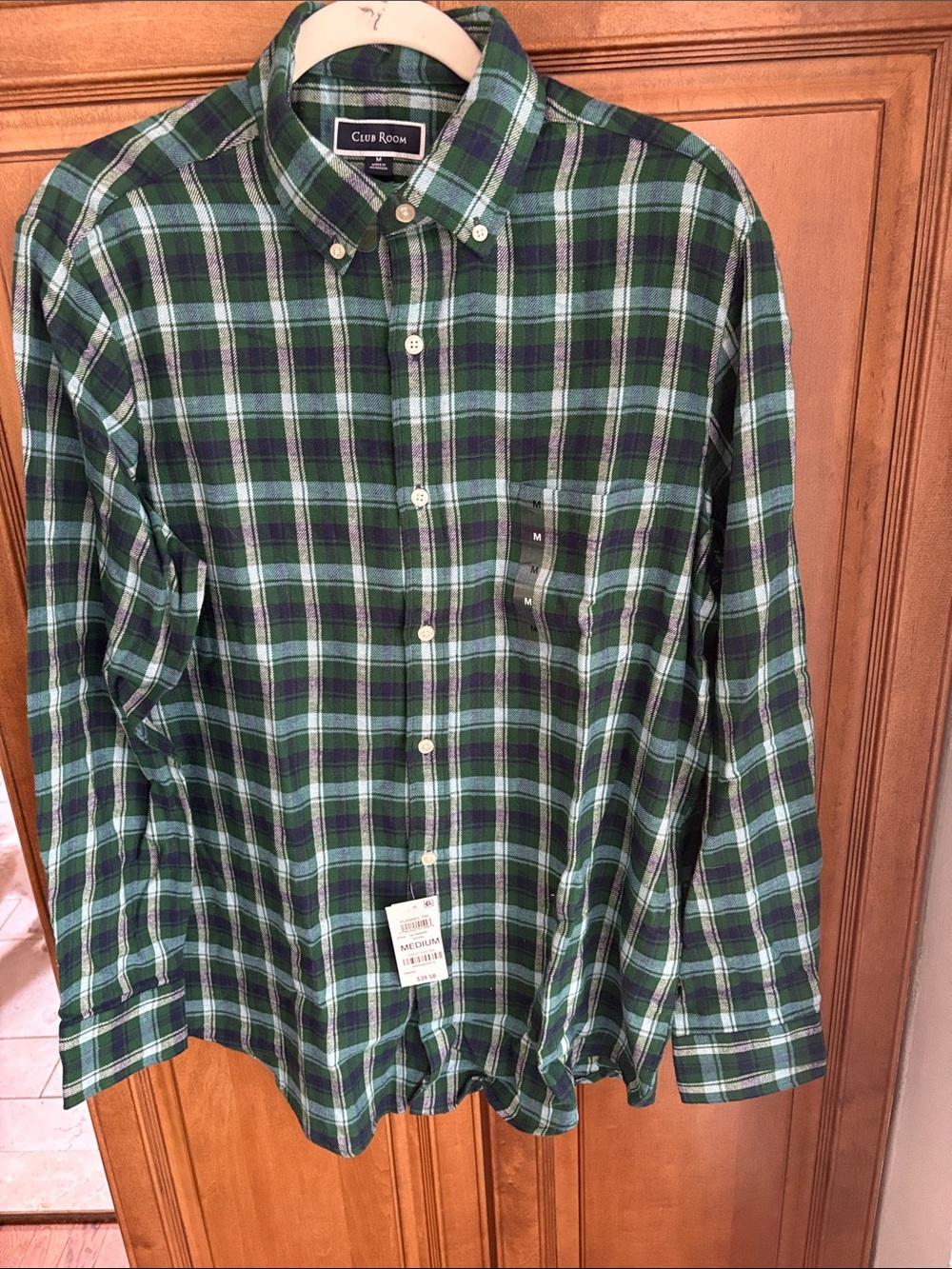 Club Room Green and Navy Plaid Button-Down Shirt